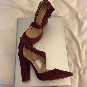 Maroon suede heel